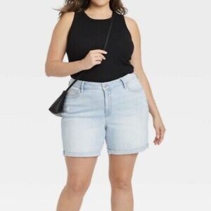 AVA & VIV High Rise Stretch Denim Shorts With Pockets Size 22W NEW